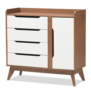 Baxton Studio Brighton Mid-Century Modern Wood Storage Shoe Cabinet