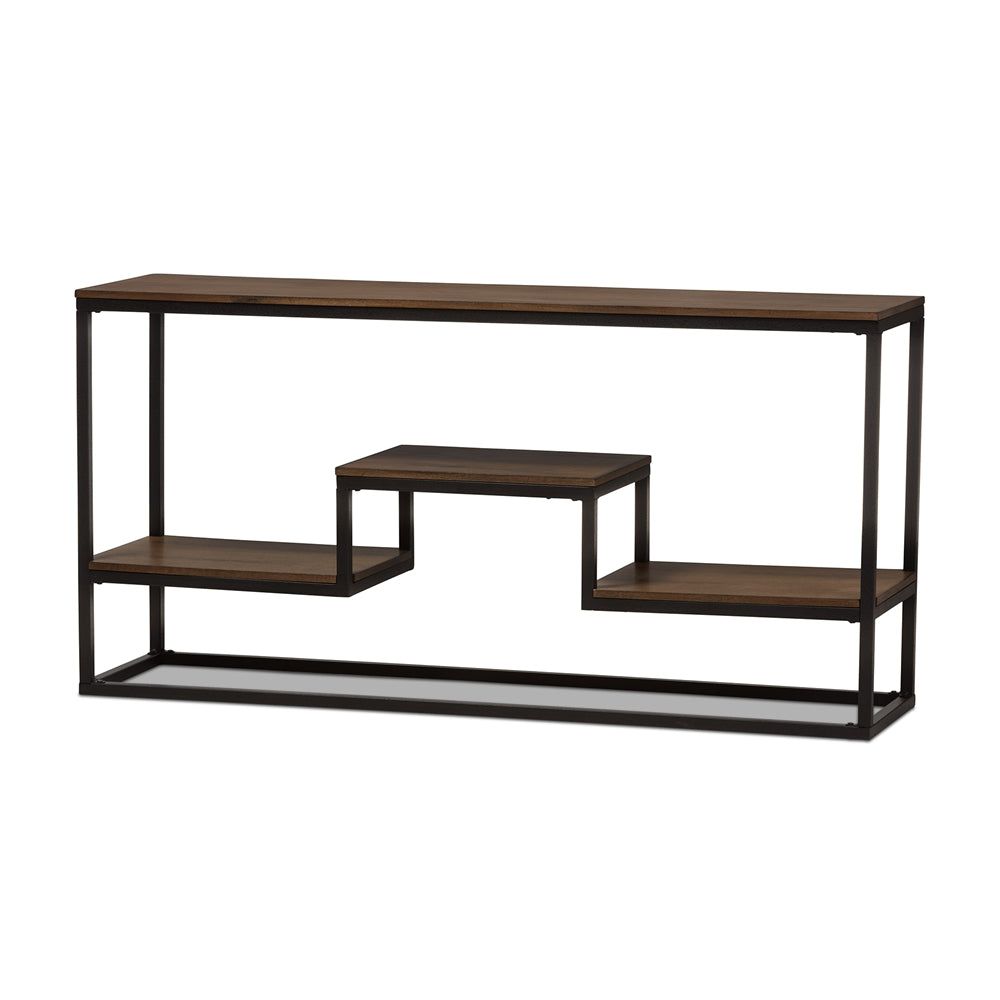 Baxton Studio Doreen Rustic Industrial Style Antique Textured Finished Metal Distressed Wood Console Table