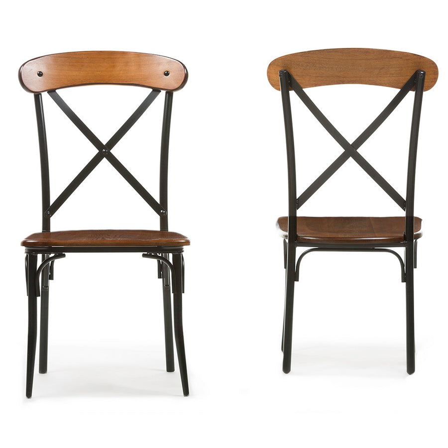 Baxton Studio Broxburn Light Brown Wood & Metal Dining Chair (Set Of 2)