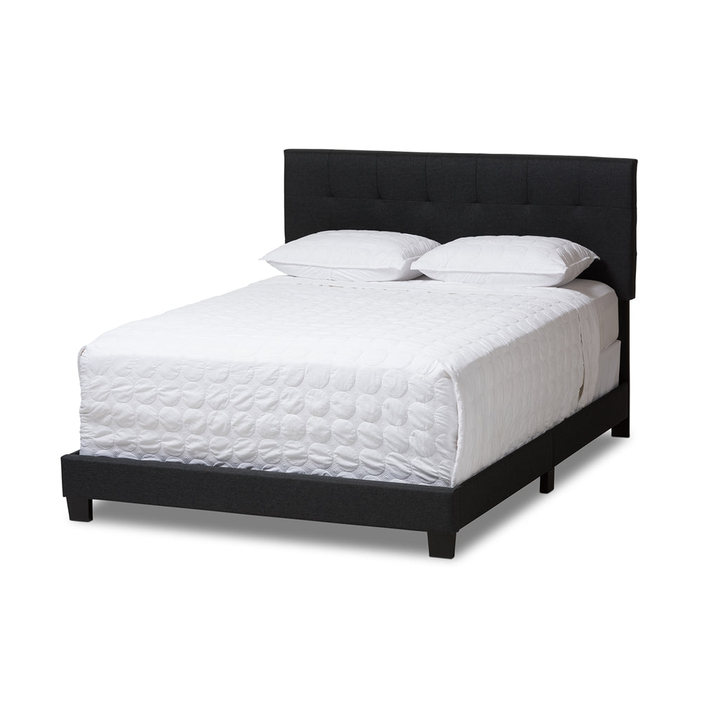 Baxton Studio Brookfield Modern and Contemporary Fabric Upholstered Grid-tufting Bed