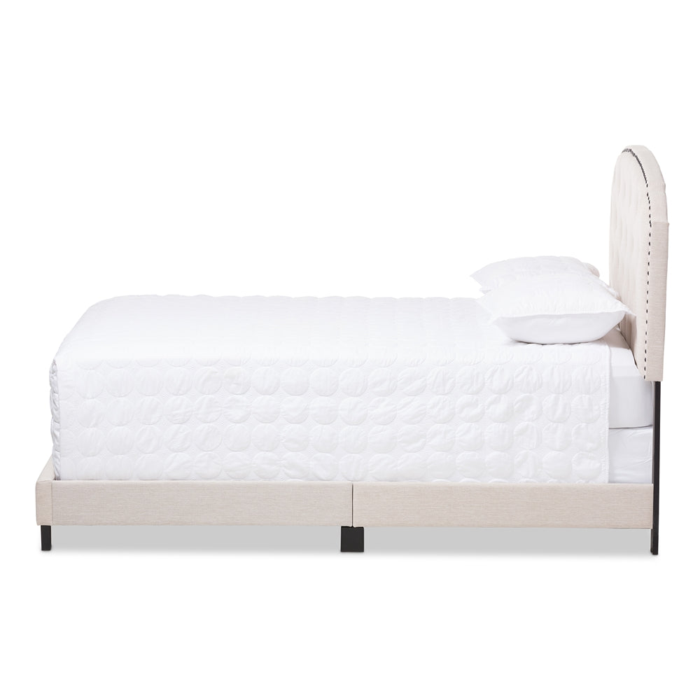 Baxton Studio Lexi Modern And Contemporary Light Beige Fabric Upholstered Queen Size Bed