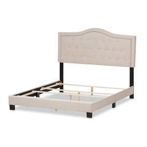 Baxton Studio Emerson Modern And Contemporary Light Beige Fabric Upholstered Queen Size Bed