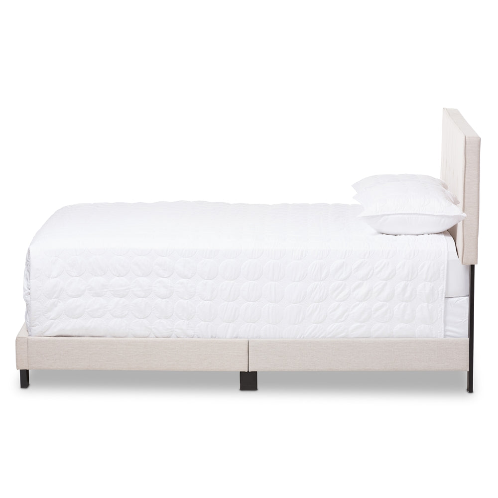 Baxton Studio Hampton Modern And Contemporary Light Beige Fabric Upholstered Full Size Bed