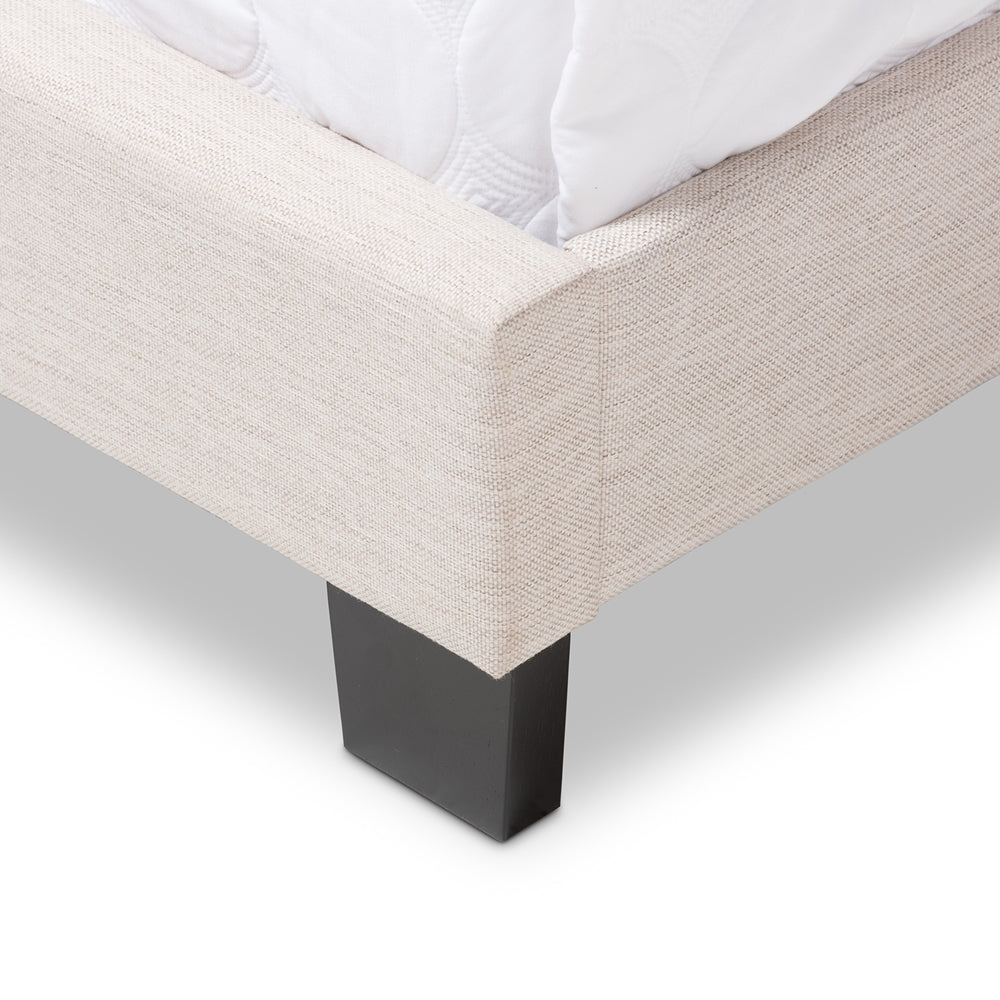 BAXTON STUDIO HAMPTON MODERN AND CONTEMPORARY LIGHT BEIGE FABRIC UPHOLSTERED QUEEN SIZE BED