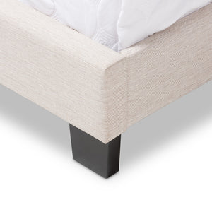 BAXTON STUDIO HAMPTON MODERN AND CONTEMPORARY LIGHT BEIGE FABRIC UPHOLSTERED KING SIZE BED