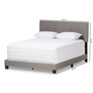 Baxton Studio Hampton Modern And Contemporary Light Grey Fabric Upholstered Queen Size Bed