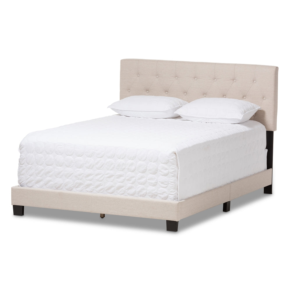 Baxton Studio Cassandra Modern And Contemporary Light Beige Fabric Upholstered Full Size Bed