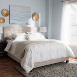 Load image into Gallery viewer, Baxton Studio Cassandra Modern And Contemporary Light Beige Fabric Upholstered Queen Size Bed
