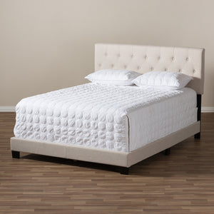 Baxton Studio Cassandra Modern And Contemporary Light Beige Fabric Upholstered Queen Size Bed