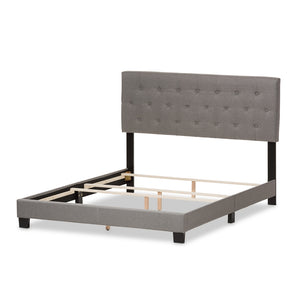 Baxton Studio Cassandra Modern And Contemporary Light Grey Fabric Upholstered Queen Size Bed