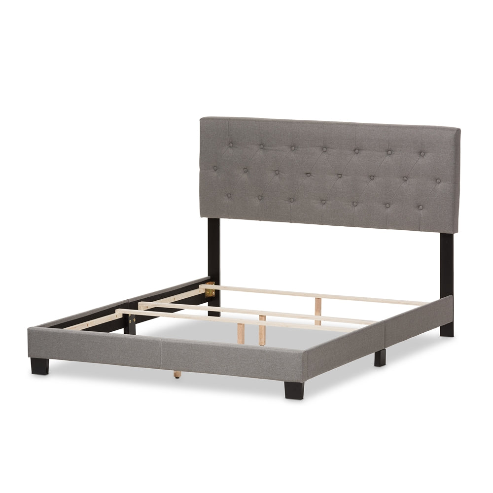 Baxton Studio Cassandra Modern And Contemporary Light Grey Fabric Upholstered King Size Bed