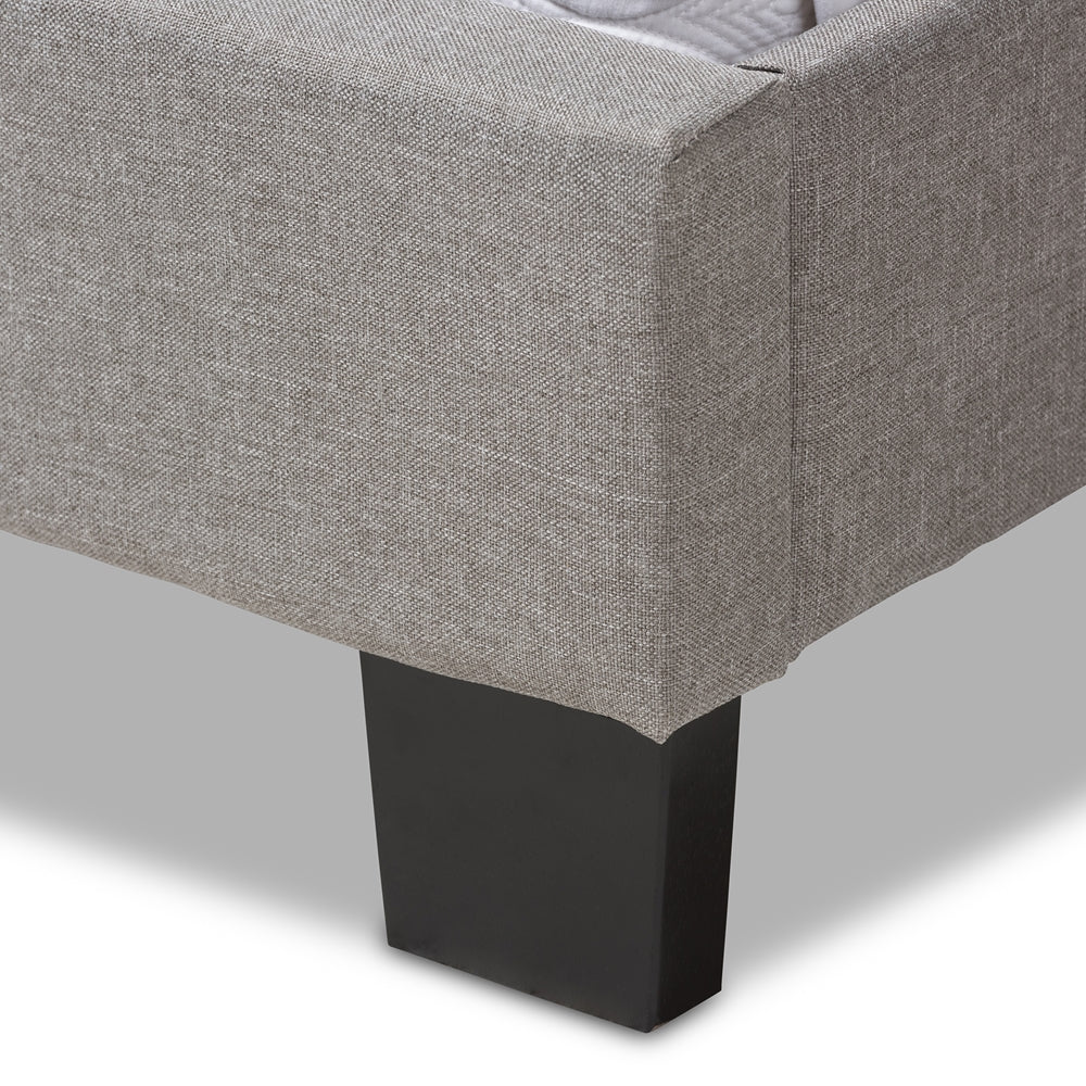 BAXTON STUDIO CASSANDRA MODERN AND CONTEMPORARY LIGHT GREY FABRIC UPHOLSTERED KING SIZE BED