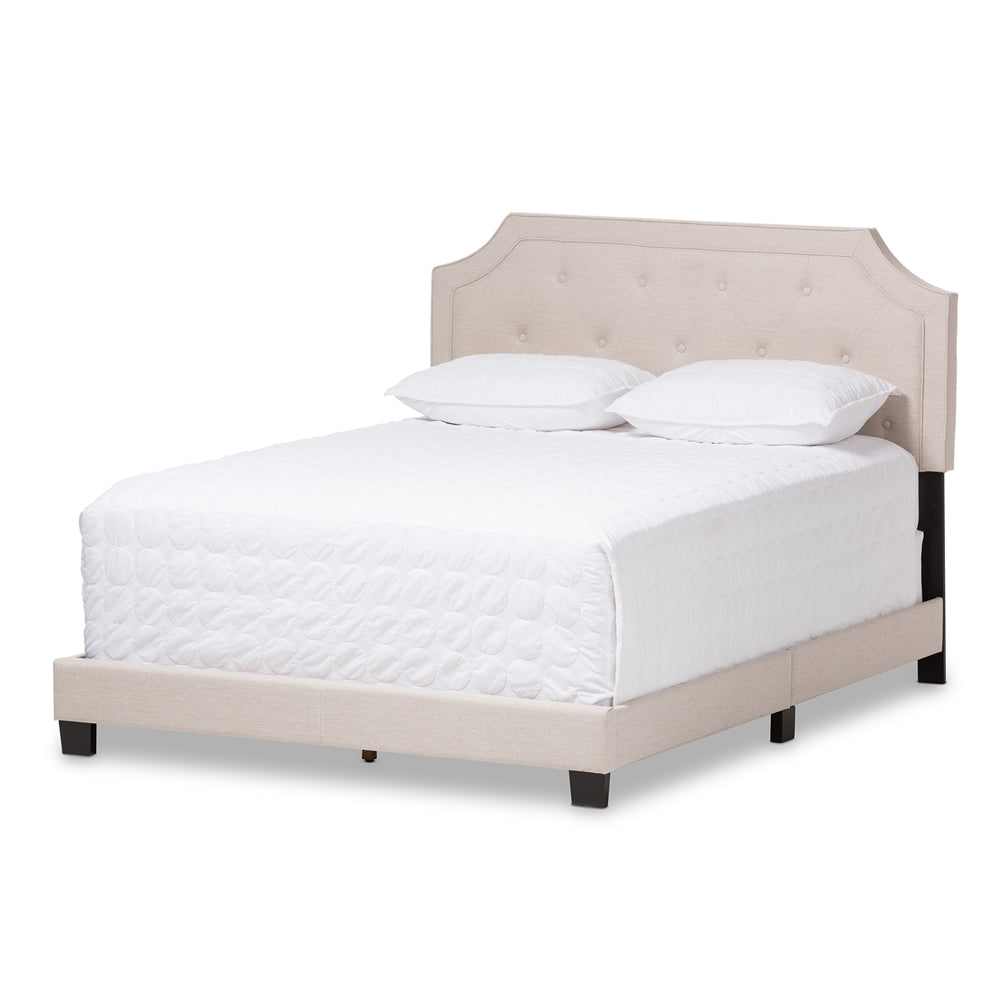 Baxton Studio Willis Modern And Contemporary Light Beige Fabric Upholstered Queen Size Bed