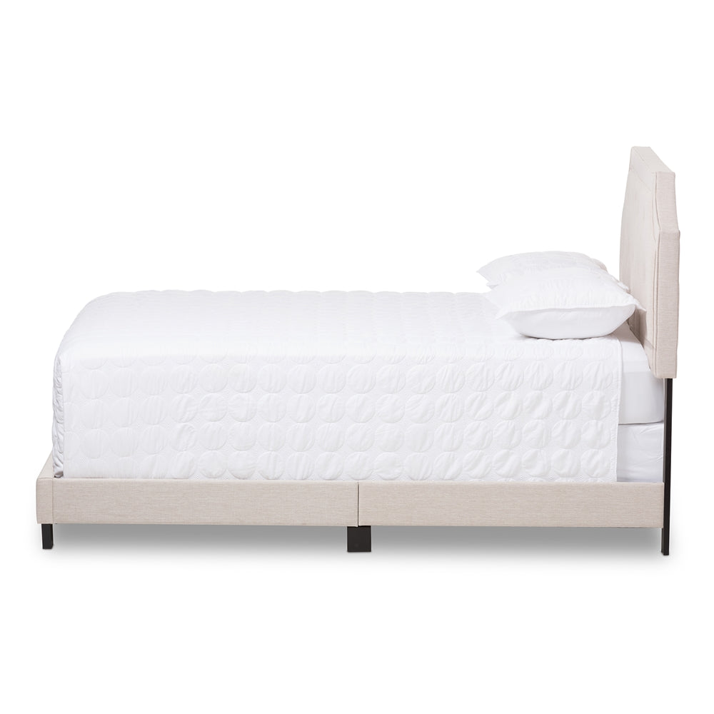 Baxton Studio Willis Modern And Contemporary Light Beige Fabric Upholstered King Size Bed