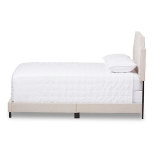 Baxton Studio Willis Modern And Contemporary Light Beige Fabric Upholstered King Size Bed