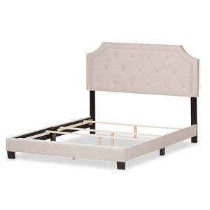 Baxton Studio Willis Modern And Contemporary Light Beige Fabric Upholstered Queen Size Bed