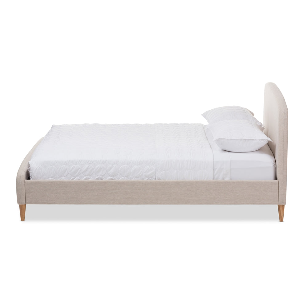 Baxton Studio Mia Mid-Century Fabric Upholstered Platform Bed - King Size, Queen Size, Full Size