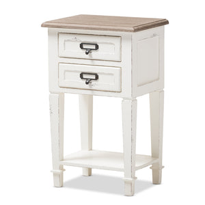 Baxton Studio Dauphine Provincial Style Weathered Oak And White Wash Distressed Finish Wood Nightstand