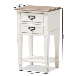 Baxton Studio Dauphine Provincial Style Weathered Oak And White Wash Distressed Finish Wood Nightstand