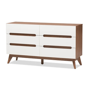 Baxton Studio Calypso Mid-Century Modern Wood 6-Drawer Storage Dresser