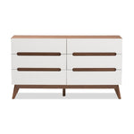 Load image into Gallery viewer, Baxton Studio Calypso Mid-Century Modern White And Walnut Wood 6-Drawer Storage Dresser
