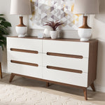 Load image into Gallery viewer, Baxton Studio Calypso Mid-Century Modern White And Walnut Wood 6-Drawer Storage Dresser
