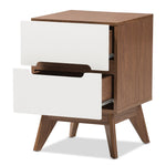 Load image into Gallery viewer, Baxton Studio Calypso Mid-Century Modern White And Walnut Wood 2-Drawer Storage Nightstand
