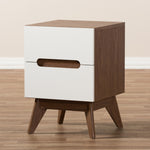 Load image into Gallery viewer, Baxton Studio Calypso Mid-Century Modern White And Walnut Wood 2-Drawer Storage Nightstand
