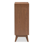 Load image into Gallery viewer, Baxton Studio Calypso Mid-Century Modern White And Walnut Wood Storage Shoe Cabinet
