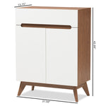 Load image into Gallery viewer, Baxton Studio Calypso Mid-Century Modern White And Walnut Wood Storage Shoe Cabinet
