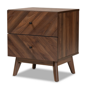 Baxton Studio Hartman Mid-Century Modern Finished Wood 2-Drawer Nightstand