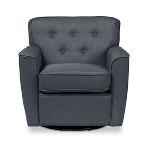 Baxton Studio Canberra Modern Retro Contemporary Grey Fabric Upholstered Button-Tufted Swivel Lounge Chair With Arms