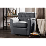 Load image into Gallery viewer, Baxton Studio Canberra Modern Retro Contemporary Grey Fabric Upholstered Button-Tufted Swivel Lounge Chair With Arms
