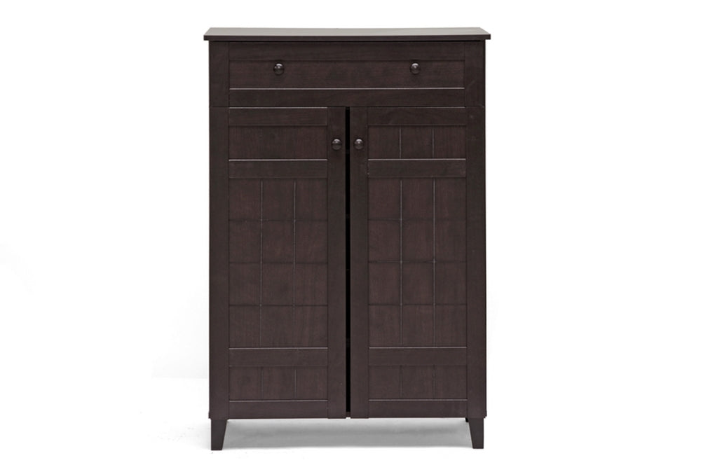 GLIDDEN DARK BROWN WOOD MODERN SHOE CABINET (TALL)