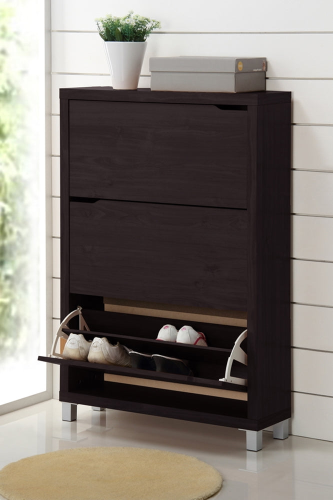 Simms Dark Brown Modern Shoe Cabinet