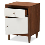 Load image into Gallery viewer, Baxton Studio Harlow Mid-Century Modern Scandinavian Style White And Walnut Wood 1-Drawer And 1-Door Nightstand
