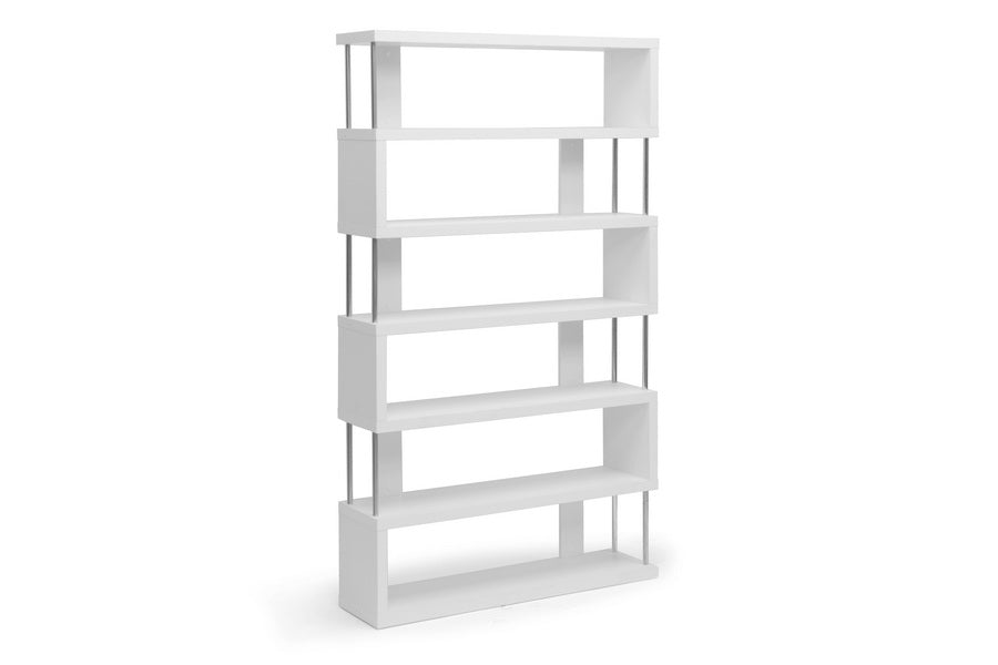 Baxton Studio Barnes White Six-Shelf Modern Bookcase