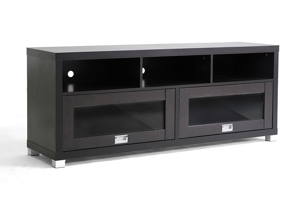 Baxton Studio Swindon Modern TV Stand with Glass Doors