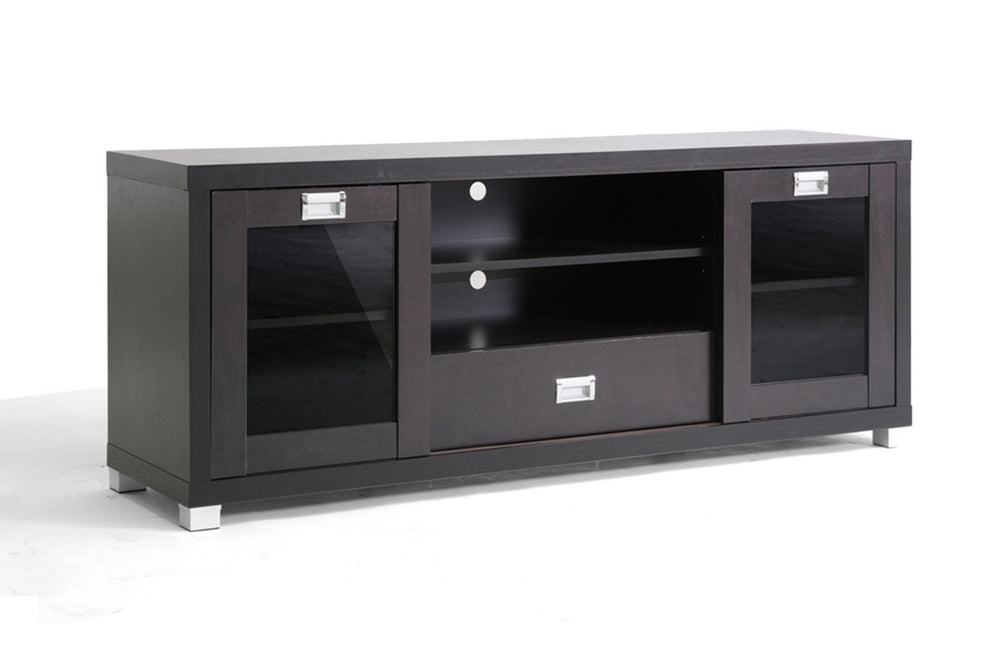 Baxton Studio Matlock Modern TV Stand with Glass Doors