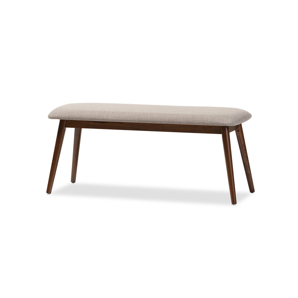 Baxton Studio Flora Mid-Century Modern Fabric and "Oak" Medium Brown Finishing Wood Dining Bench