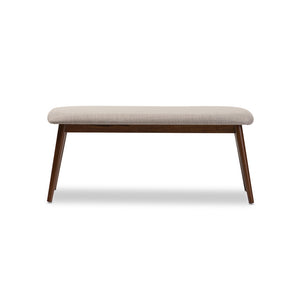 Baxton Studio Flora Mid-Century Modern Light Grey Fabric And "Oak" Medium Brown Finishing Wood Dining Bench