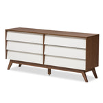 Load image into Gallery viewer, Baxton Studio Hildon Mid-Century Modern White And Walnut Wood 6-Drawer Storage Dresser
