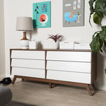 Load image into Gallery viewer, Baxton Studio Hildon Mid-Century Modern White And Walnut Wood 6-Drawer Storage Dresser
