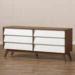 Load image into Gallery viewer, Baxton Studio Hildon Mid-Century Modern White And Walnut Wood 6-Drawer Storage Dresser
