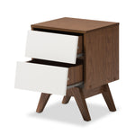 Load image into Gallery viewer, Baxton Studio Hildon Mid-Century Modern White And Walnut Wood 2-Drawer Storage Nightstand
