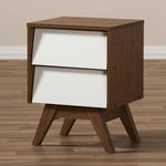 Load image into Gallery viewer, Baxton Studio Hildon Mid-Century Modern White And Walnut Wood 2-Drawer Storage Nightstand
