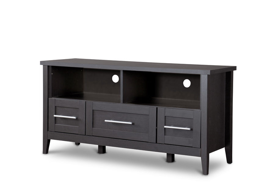 Baxton Studio Espresso TV Stand-Three Drawers