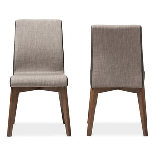 Baxton Studio Kimberly Mid-Century Modern Beige And Brown Fabric Dining Chair (Set Of 2)