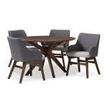 Load image into Gallery viewer, Baxton Studio Monte Mid-Century Modern Walnut Wood Round 5-Piece Dining Set
