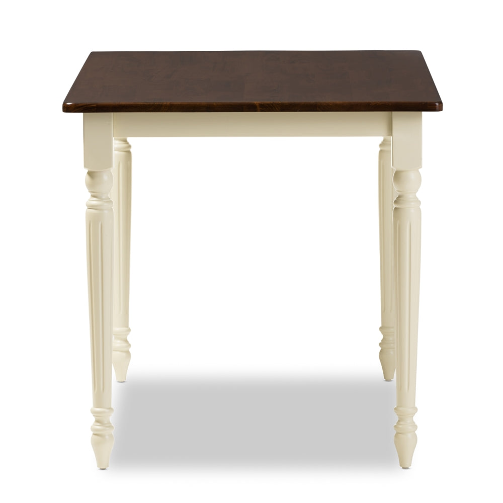 Baxton Studio Napoleon French Country Cottage Buttermilk And "Cherry" Brown Finishing Wood Dining Table